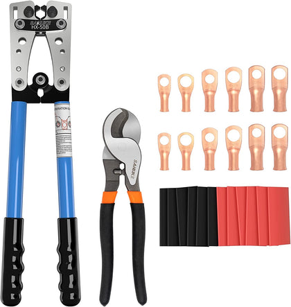 Battery Lug Crimping Tool Kit with Cable Cutter